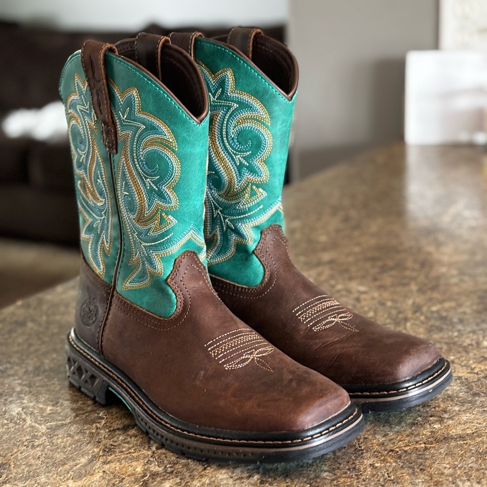 Brand New!!! Georgia Boot - Brown and Teal Leather Boots.